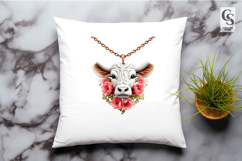 Floral Highland Cow Head Valentine Design SVG PNG Product Image 2