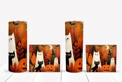 Kids Halloween Tumbler Design, Halloween Ghost Tumbler PNG Product Image 2