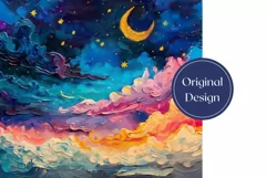 Art Moon Tumbler Wrap Design, Night Sky Tumbler Design Product Image 2