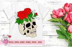 Skull with Roses Svg, Layered Svg, Sugar Skull Svg Product Image 10