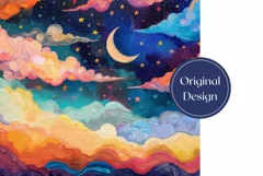 Moon Tumbler Wrap Design, Night Sky Tumbler Sublimation Product Image 2