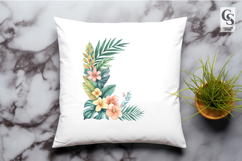 Watercolor Tropical Floral Corner Frame PNG Product Image 2