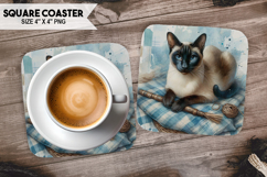 Cute Cat Square Coaster PNG Bundle, Printable Cat Bundle Product Image 3