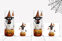 Boo Halloween Cat Tumbler, Cartoon Ghost Tumbler Wrap Product Image 2