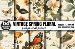 Vintage Spring Floral Junk Journal Pattens Background PNG Product Image 1