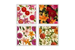 Lily &amp; Zinnia Flower Digital Paper | Flower Pattern Product Image 2