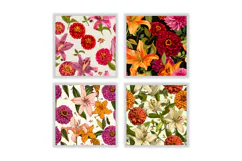 Lily & Zinnia Flower Digital Paper | Flower Pattern Product Image 2
