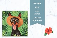 Summer Dog Square Coasters, Doberman Pinscher Square Coaster Product Image 2