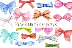 Watercolor clipart colorful bows.Clipart- PNG Birthday party Product Image 1