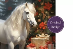 Christmas Tumbler Wrap, Christmas Horse Sublimation PNG Product Image 2