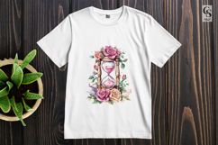 Floral Hourglass Watercolor Clipart PNG Product Image 2