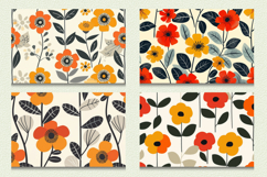 Mid Century Flowers Cutting Boards sublimation Design Product Image 2