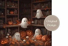 Cartoon Halloween Tumbler Wrap, Cute Ghosts Tumbler Design Product Image 2