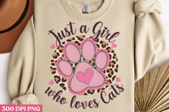 Just A Girl Who Loves PNG, Cat Mom Sublimation PNG Product Image 3