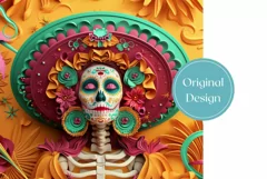 3D Skull Tumbler Wrap PNG, 3D Tumbler Sublimation Design Product Image 2