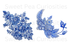 Blue Toile, Ephemera, PNG, Clipart, Junk Journal, flowers Product Image 2