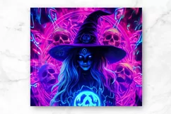 Neon Witch 20oz Skinny Tumbler Wrap Sublimation Design. Product Image 2