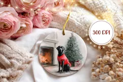 Watercolor Christmas Dog Ornament, Christmas Tree Ornament Product Image 2