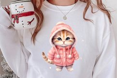 Winter Cute Pink Cat Clipart Sublimation, Christmas Pink PNG Product Image 2