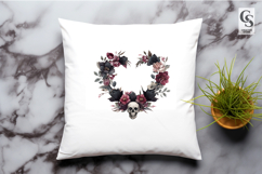 Gothic Floral Heart Skull Clipart Sublimation PNG Product Image 3