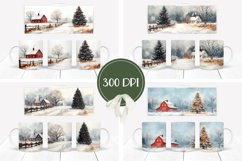 Christmas Village Mug Design, Winter Mug Template Product Image 2
