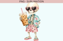 Tropical Goth Skeleton Clipart PNG, Summerween Skull, Beach Product Image 2