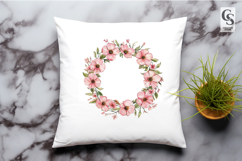 Pink Blossom Wreath Clipart Sublimation PNG Product Image 2