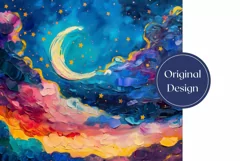 Moon Tumbler Wrap Design, Night Sky Tumbler Design, Sky PNG Product Image 2