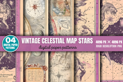 Vintage Celestial Map Stars Digital Paper Background PNG Product Image 1