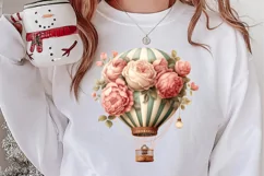 Christmas Hot Air Balloon Clipart, Christmas Hot Air Product Image 2