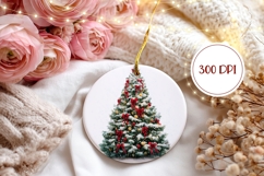 Snow Christmas Tree Ornament, Winter Tree Ornament Print Product Image 2