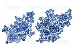 Blue Toile, Ephemera, PNG, Clipart, Junk Journal, flowers Product Image 2