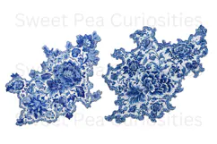 Blue Toile, Ephemera, PNG, Clipart, Junk Journal, flowers Product Image 2
