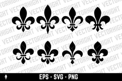 A black and white vector set of twelve fleur-de-lis icons. Product Image 2