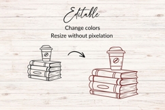 Hand Drawn Stack Of Books And Coffee SVG Product Image 2