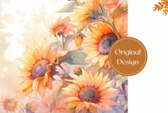 Sunflower Tumbler Design, Watercolor Flowers Tumbler Wrap Product Image 2