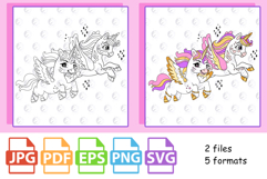Cute Unicorns coloring page for kids Product Image 2