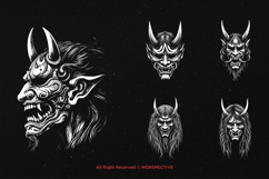 10 Bundle Dark Art Japanese Demonic Hannya Mask Oni Skull Product Image 3