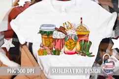 Howdy Christmas Coffee Sublimation design PNG Cowboy Product Image 3