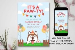 Editable Dog Birthday Cute Invitation Puppy Lets Pawty Product Image 2