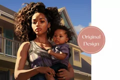 Afro Mom Tumbler Wrap Design, Mother's Day Sublimation PNG Product Image 2