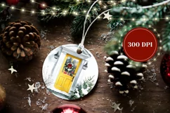 Watercolor Christmas Yellow Door Ornament, Winter Print Product Image 2