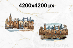 London England PNG, Vintage Big Ben City Skyline Sublimation Product Image 2