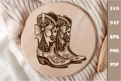 Cowgirl Boots laser SVG PNG| Western Boots engraving file Product Image 1