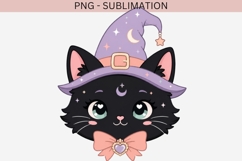 Pastel Witch Cat PNG | Cute Black Cat Clipart, Halloween Product Image 2