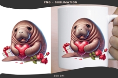 Valentine manatee png design for T-shirts Product Image 2