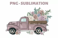 Truck With Flowers | Light Pink | Digital Png File Product Image 1