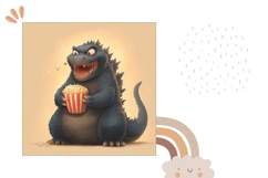 Fantasy Pillow Case Design, Godzilla Pillow Sublimation PNG Product Image 2