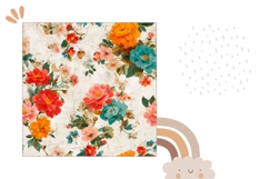 Colorful Pillow Case Design, Flowers Pillow Template Product Image 2