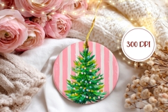 Christmas Ornament Template, Pink Stripes Ornament Design Product Image 2